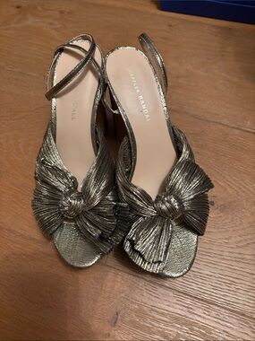 Loeffler Randall Metallic Gold Knotted Slingback Heels